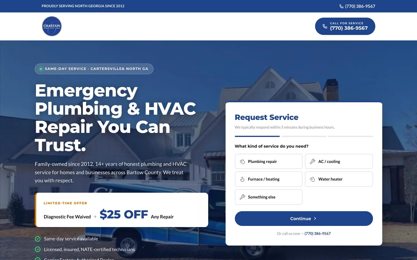The Chastain Plumbing homepage